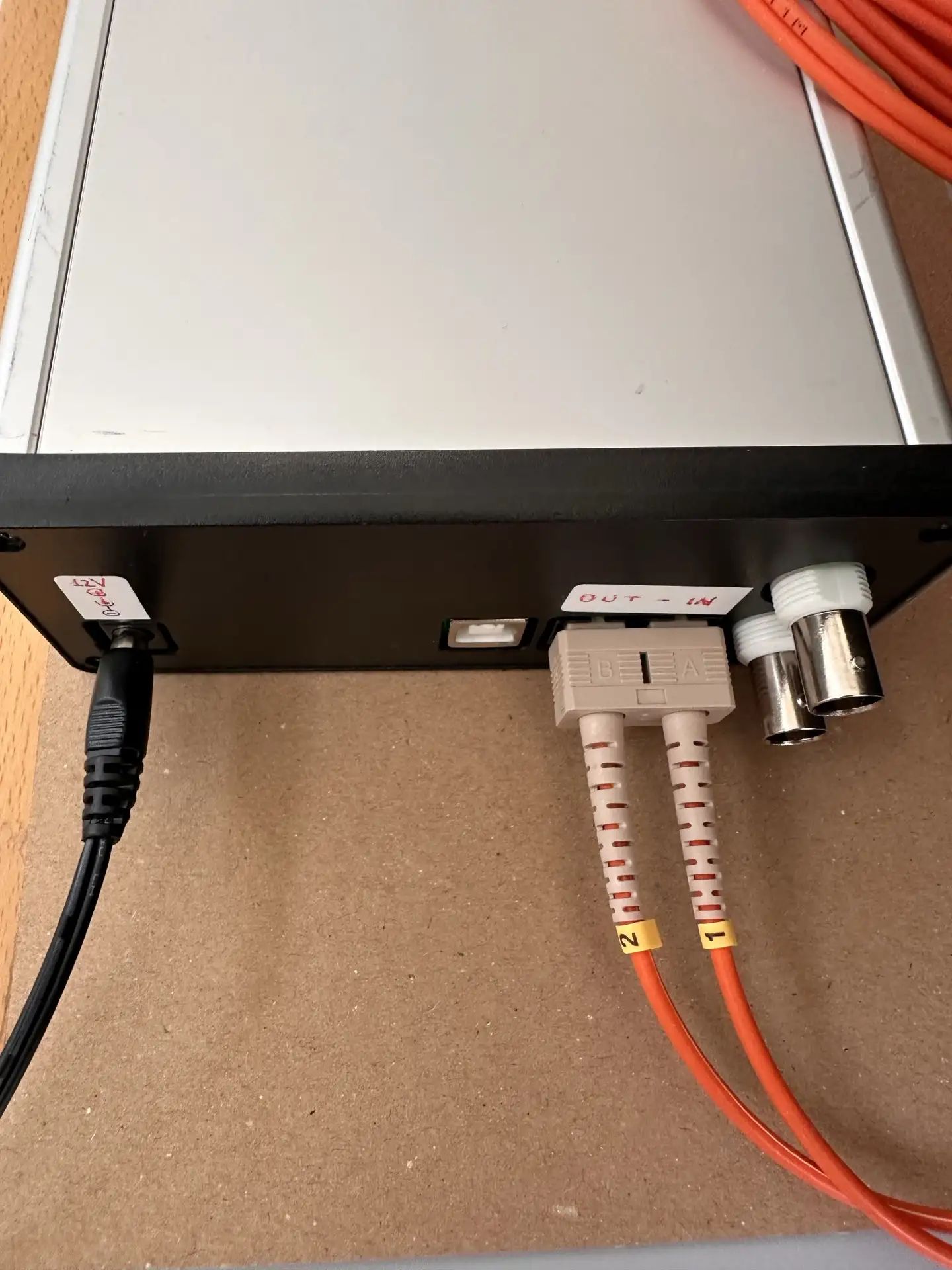 The Zotech audio interface box with optical and coaxial connections